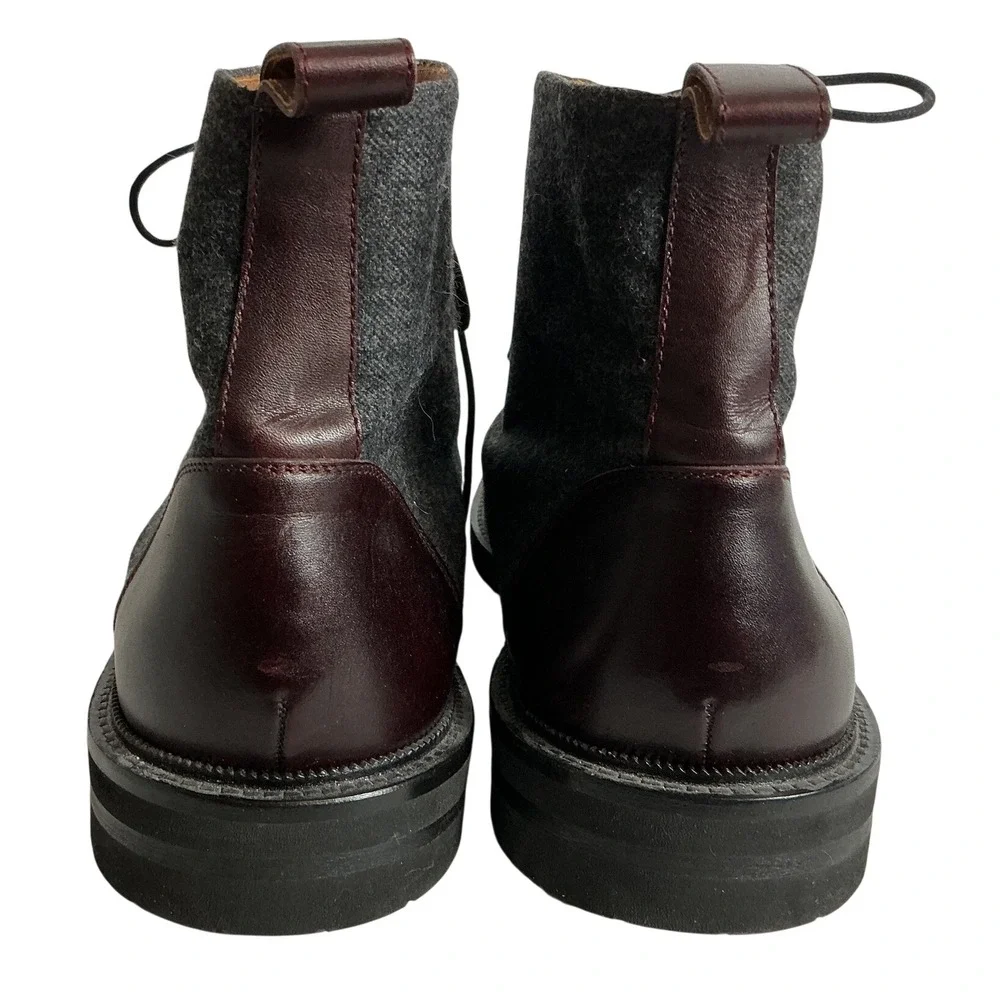 TAFT Jack EU 46 US 12 - 13 Gray Oxblood Cap Toe Handmade Boots Quiet Luxury